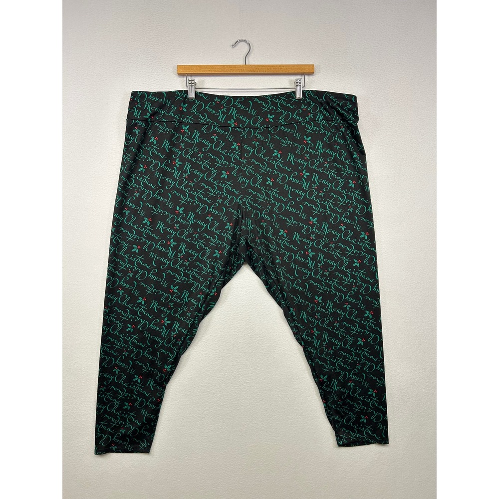 Holiday Xmas Feeling Festive Women 4X Black Green Merry Christmas Leggings